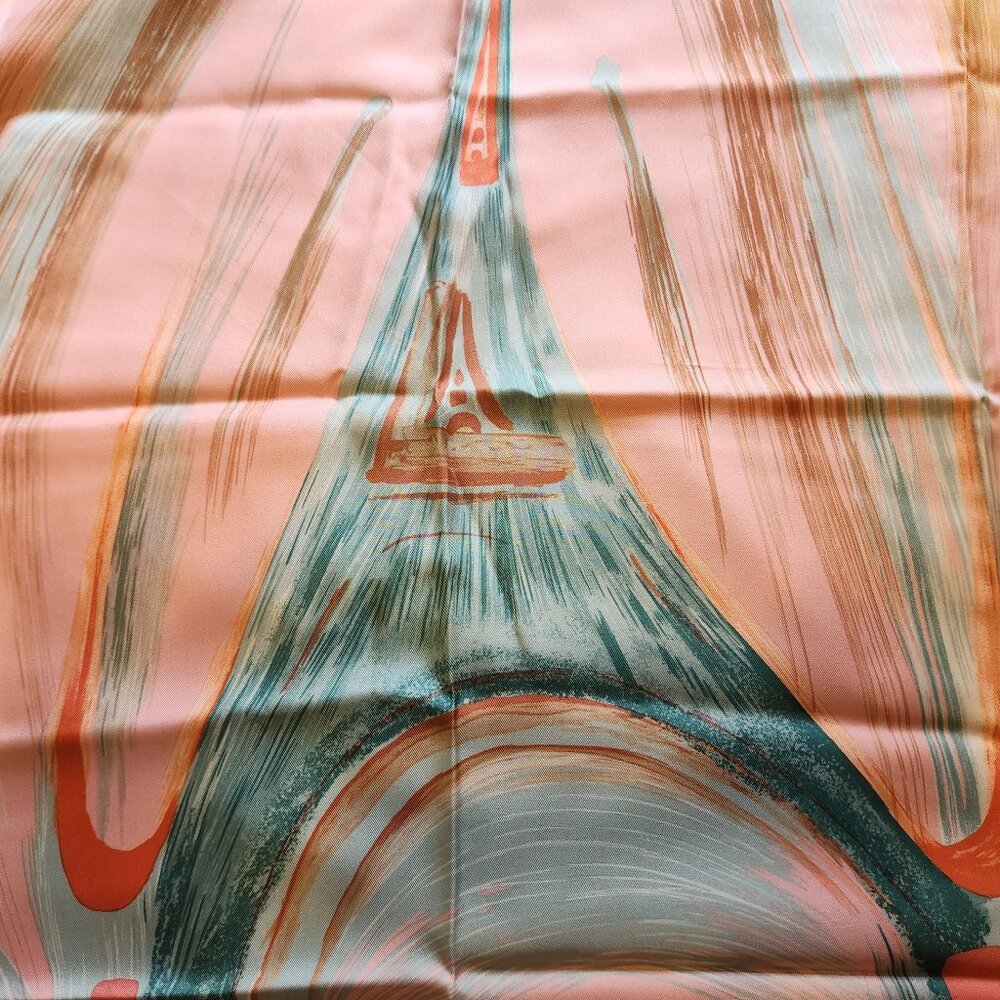 NWOT Hermes Authentic "Sefedin" Autographed  Eiffel Tower Silk Scarf 34 x 34